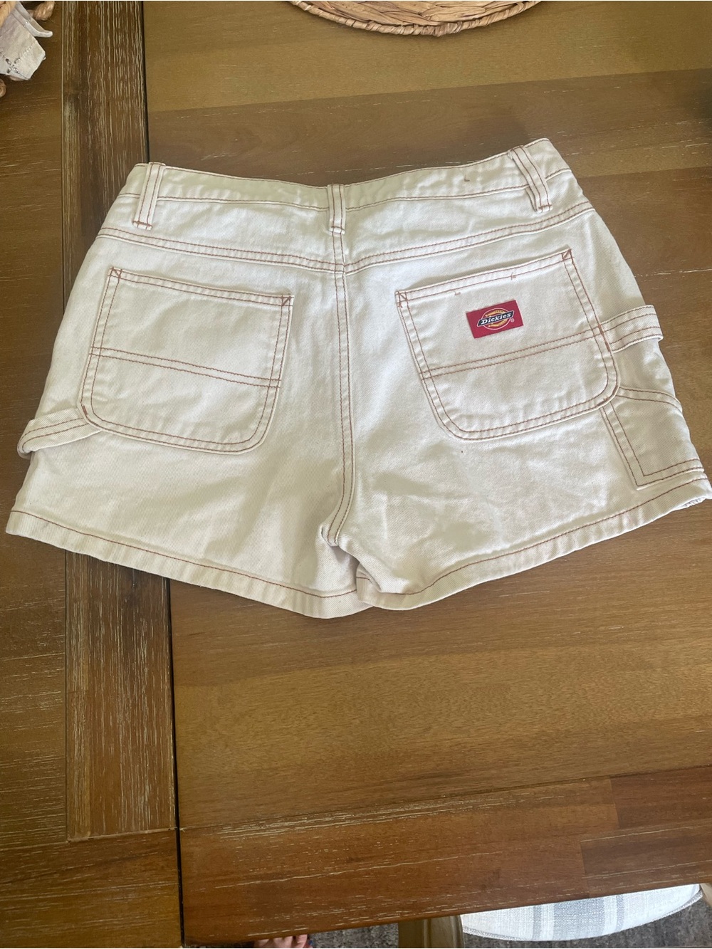 VINTAGE Dickies Pale cream  Women's Carpenter Denim Shorts. Y2K